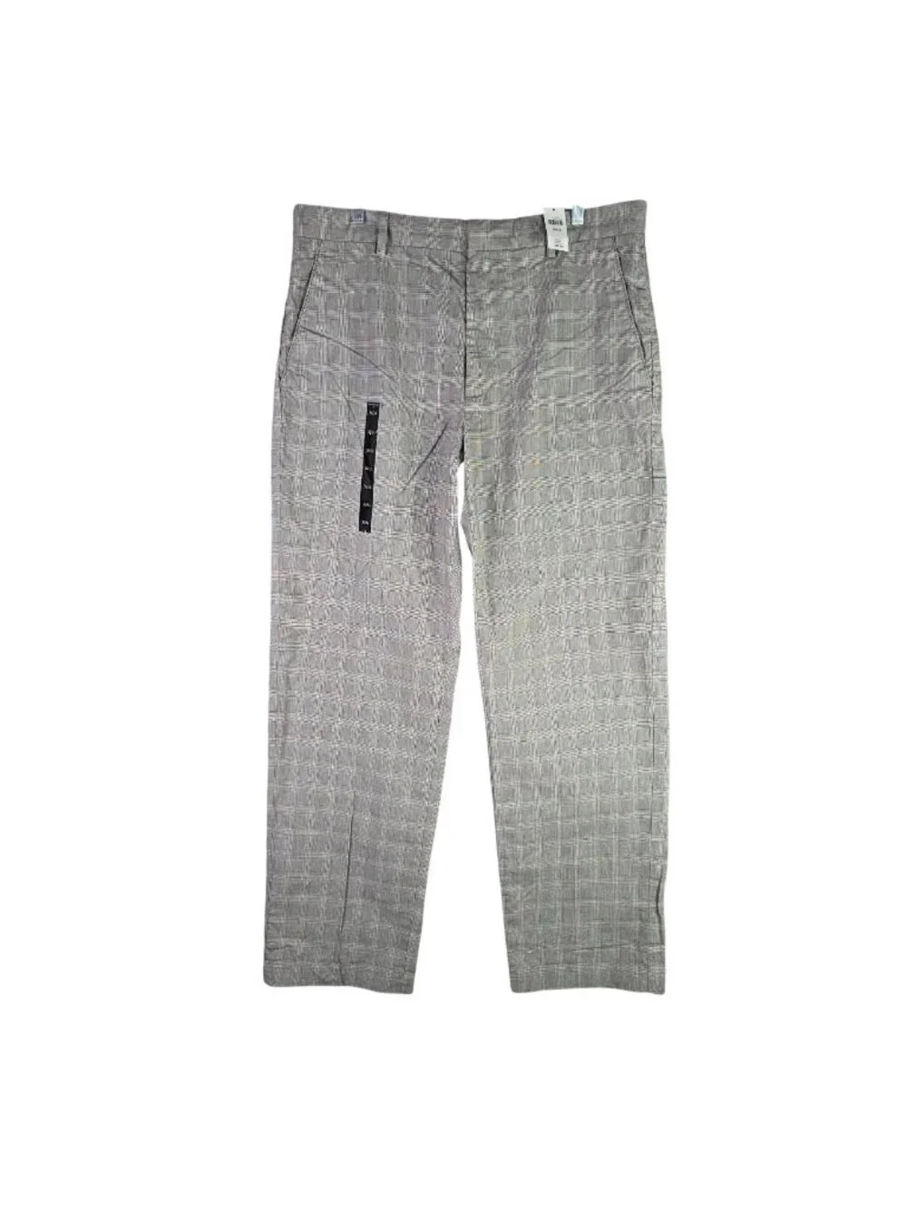 Mens Banana Republic Gray Plaid Cotton Dress Pants Flat Front Classic Fit 36x34
